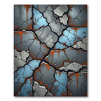 Cracked Blue Concrete Rusted Metal Plates Rug