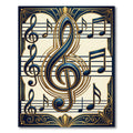 Art Deco Navy and Gold Music Note Rug