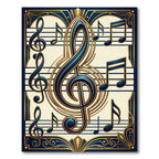 Art Deco Navy and Gold Music Note Rug