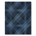 Modern Navy Blue Linear Grid Rug