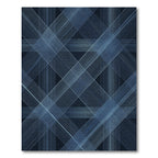 Modern Navy Blue Linear Grid Rug