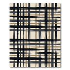 Brushstroke Plaid Black Gray Tan Rug