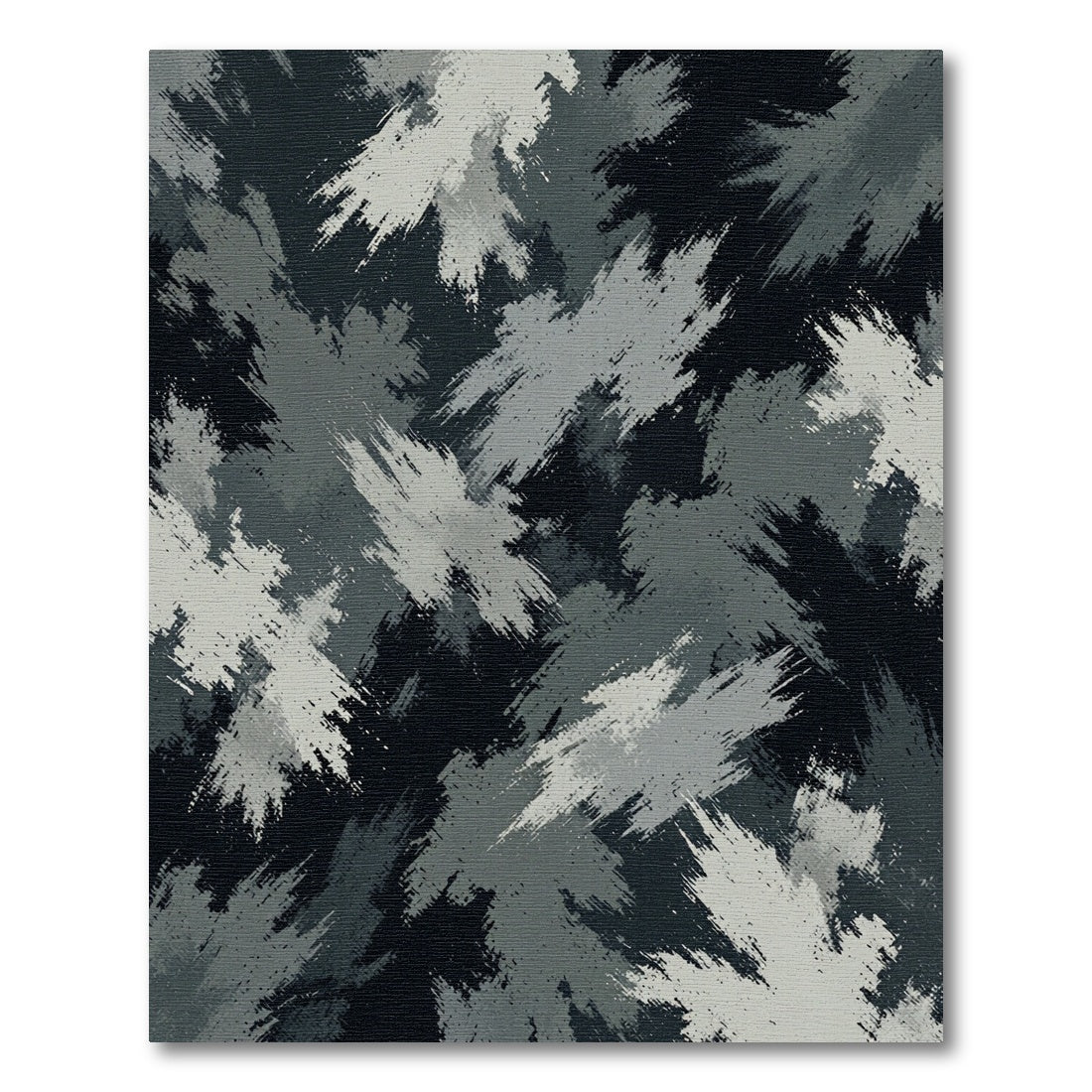 Monochrome Abstract Charcoal Brushstroke Textured Rug