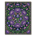 Ornate Purple Chrysanthemum Iris Floral Medallion Rug