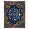 Ornate Navy Golden Floral Medallion Rug