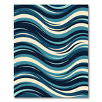 Modern Navy and Teal Abstract Waves Rug