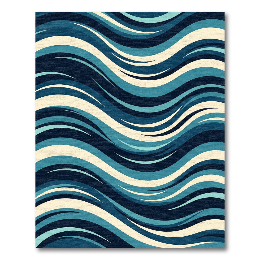 Modern Navy and Teal Abstract Waves Rug