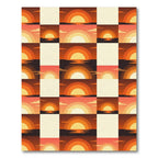 Retro Sunset Horizon Squares Rug