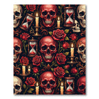 Gothic Red Skull Hourglass Rose Art Rug