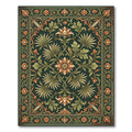 Earthy Forest Green Ornate Botanical Area Rug