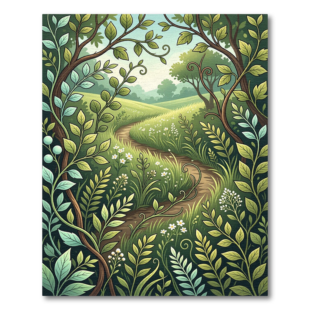 Enchanted Green Meadow Path Forest Rug