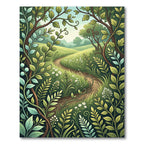 Enchanted Green Meadow Path Forest Rug