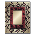 Geometric Red Gold Maze Frame Rug