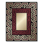 Geometric Red Gold Maze Frame Rug