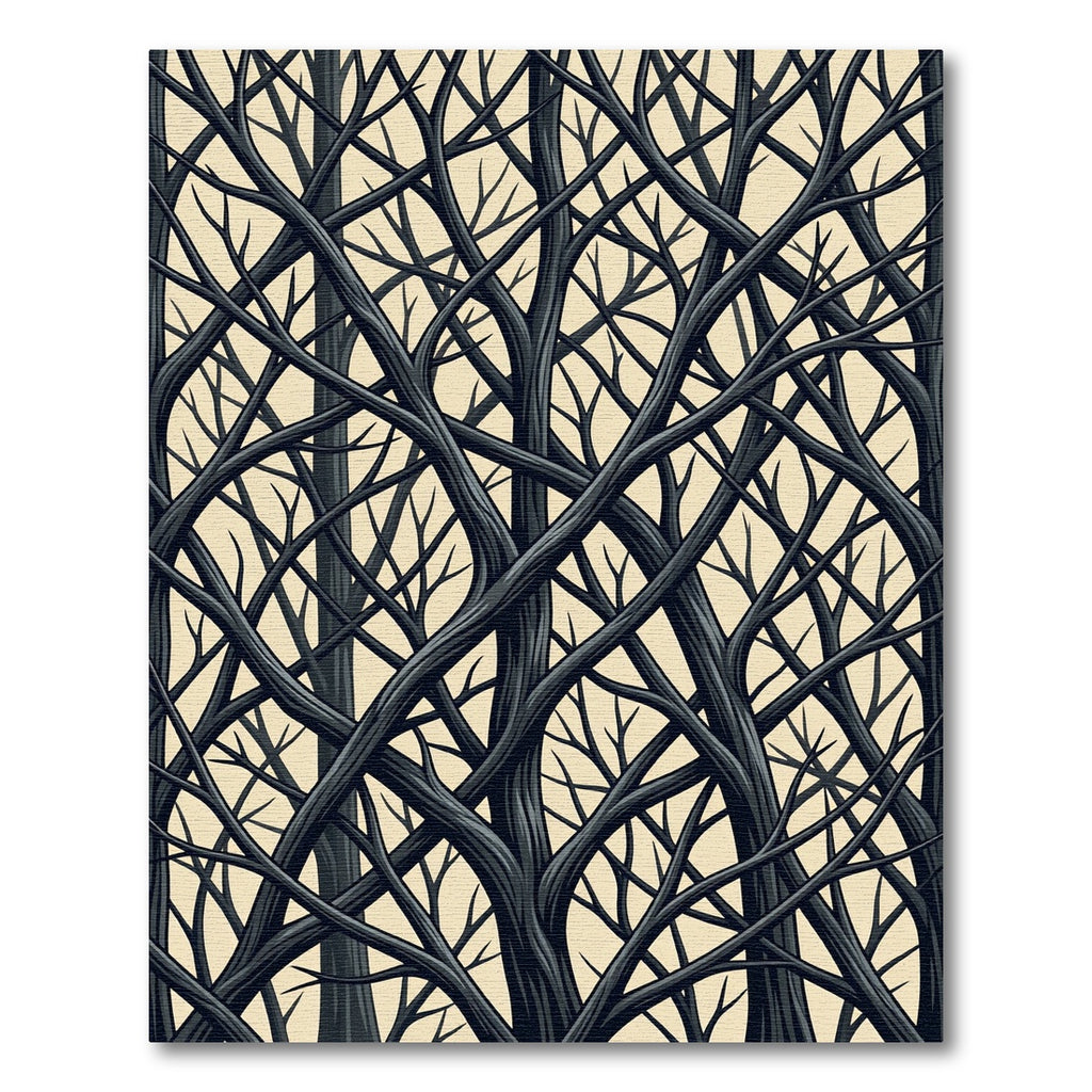 Sinuous Charcoal Branch Interwoven Forest Rug