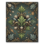 Ornate Green Acanthus Shell Damask Rug