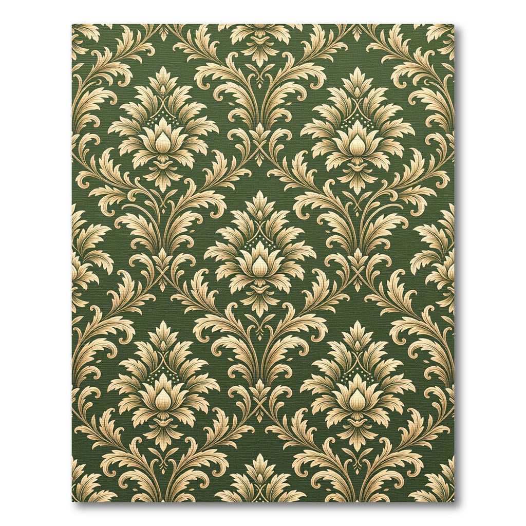 Emerald Golden Damask Floral Scroll Rug