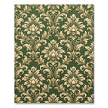 Emerald Golden Damask Floral Scroll Rug