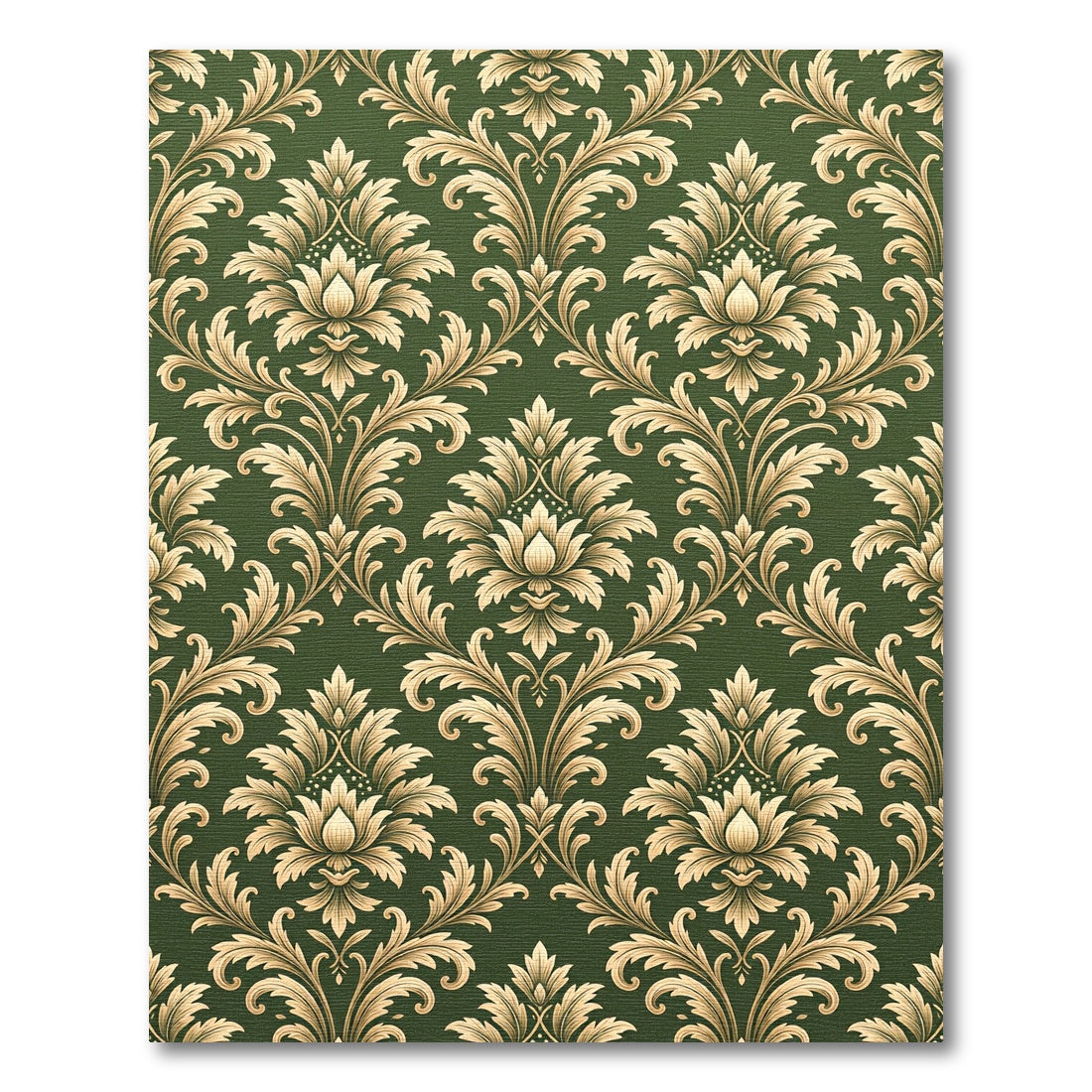 Emerald Golden Damask Floral Scroll Rug