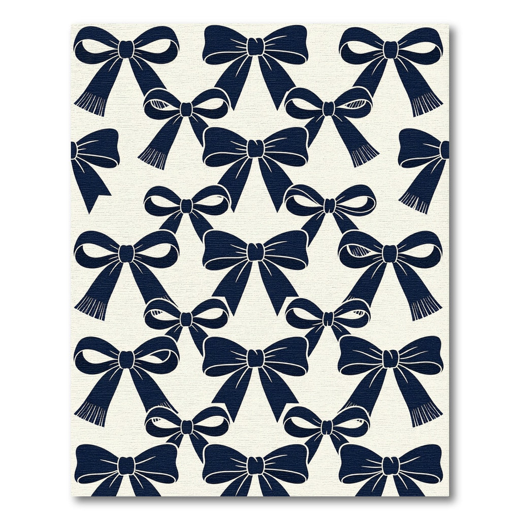 Navy Blue Elegant Ribbon Bows Rug