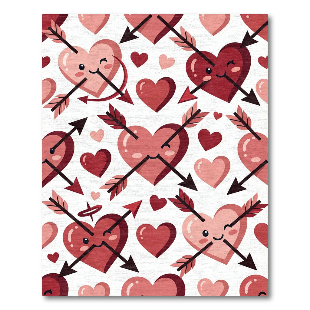 Pink Red Heart Arrow Kissy Face Rug