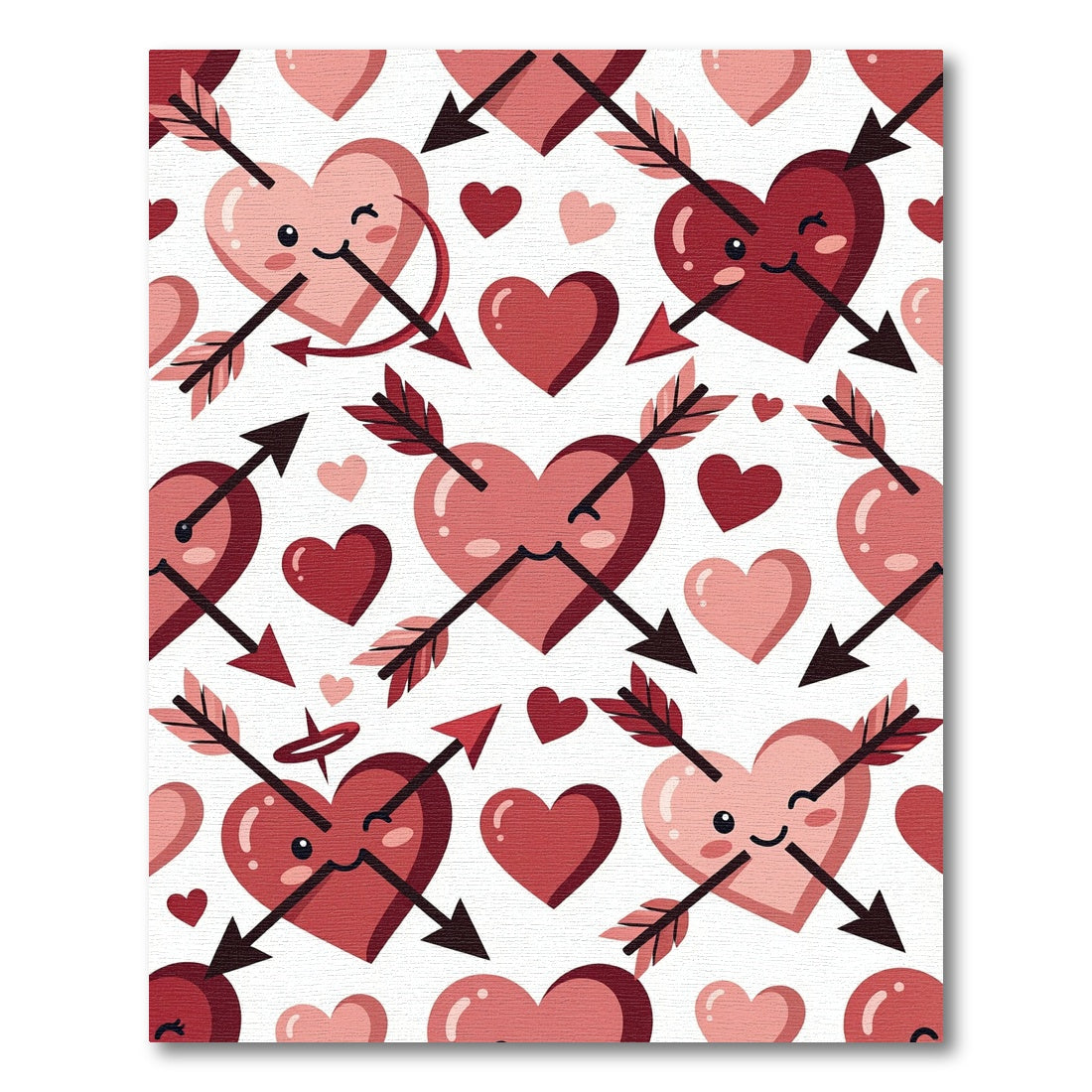 Pink Red Heart Arrow Kissy Face Rug