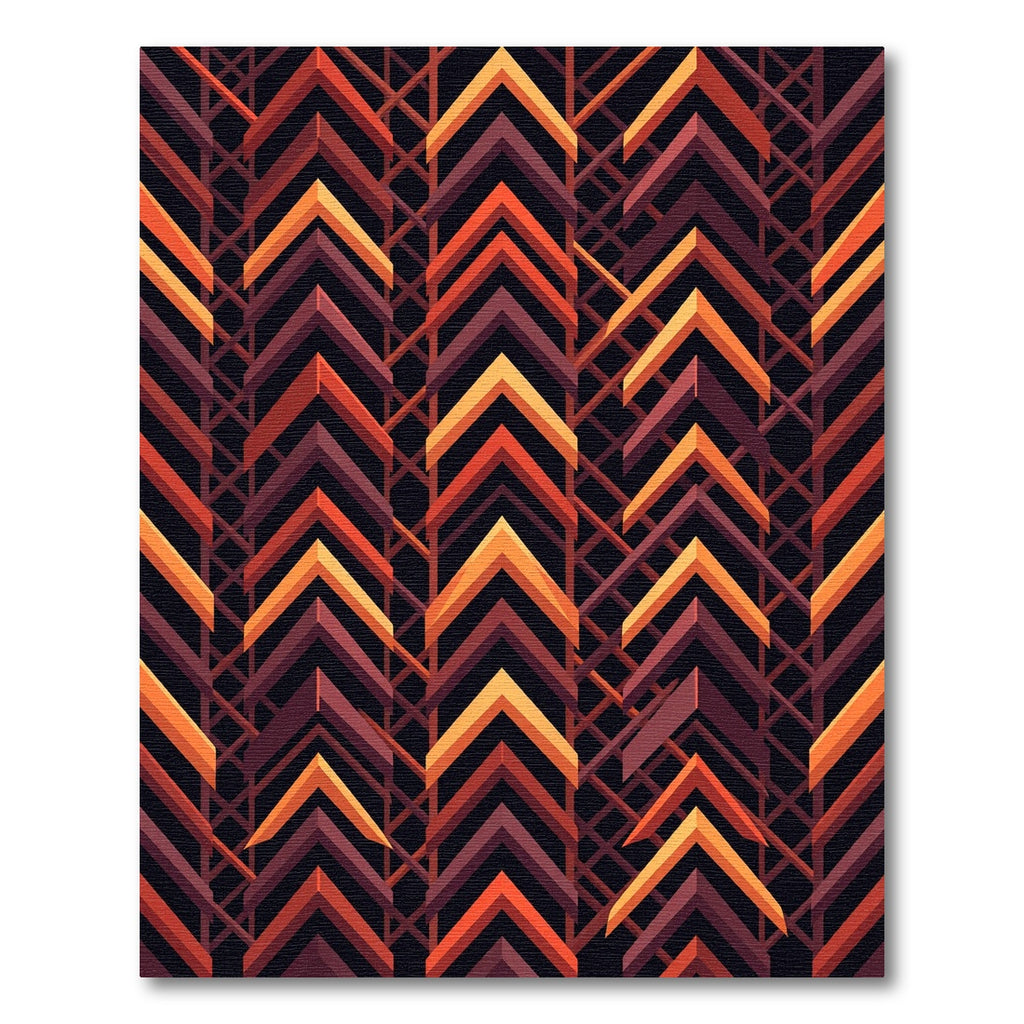 Geometric Amber Chevron Abstract Composition Rug