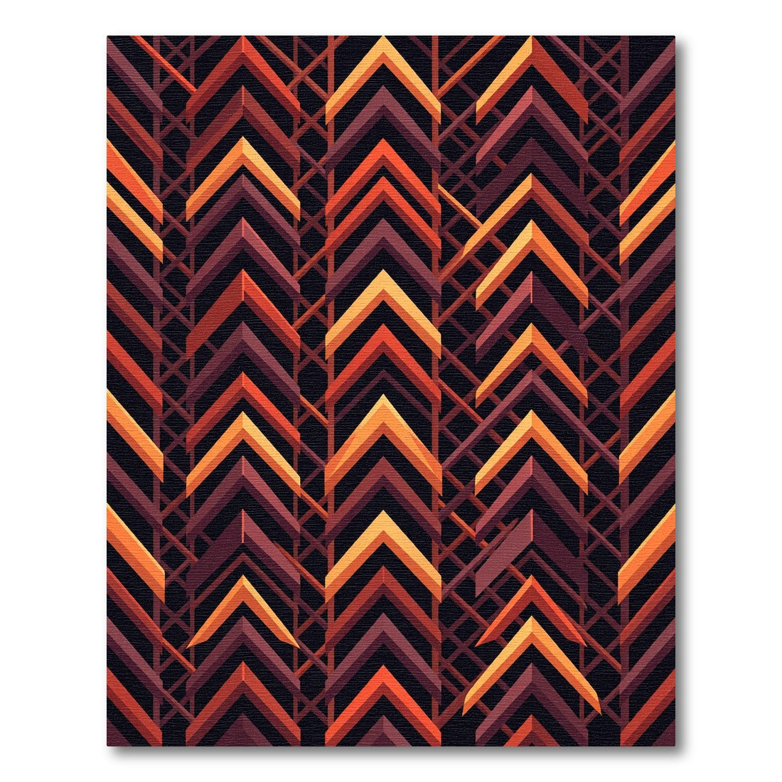 Geometric Amber Chevron Abstract Composition Rug
