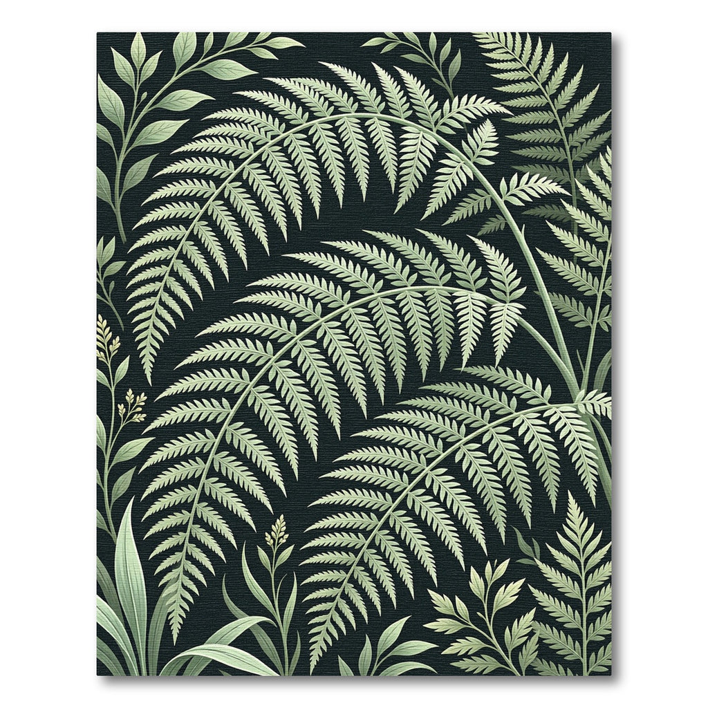 Lush Green Botanical Fern Canopy Rug