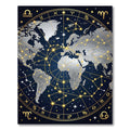 Celestial Golden Constellation World Map Rug