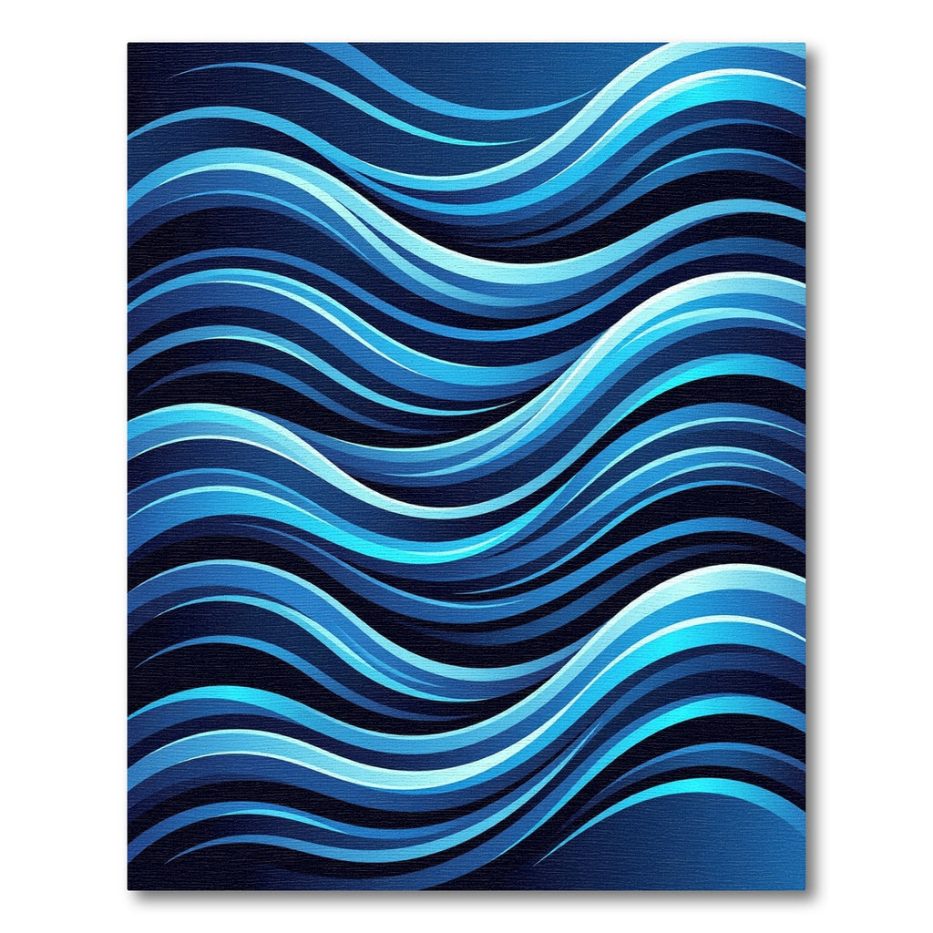 Luminous Blue Abstract Flowing Waves Rug