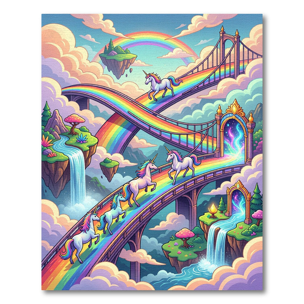 Whimsical Rainbow Unicorn Cloud Fantasy World Rug
