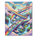 Whimsical Rainbow Unicorn Cloud Fantasy World Rug