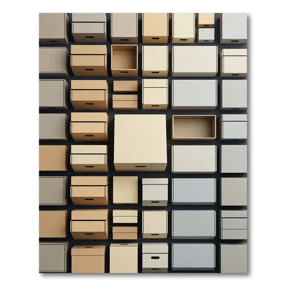 Neutral Tones Stacked Boxes Texture Rug