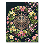 Ornate Pink Primrose Floral Circular Medallion Rug