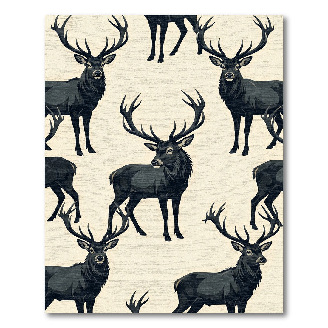 Dark Forest Stag Minimalist Cream Rug