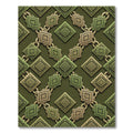 Olive Green Ornate Interlocking Geometric Diamond Rug