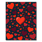 Vibrant Red Heart Scattered Dark Backdrop Rug