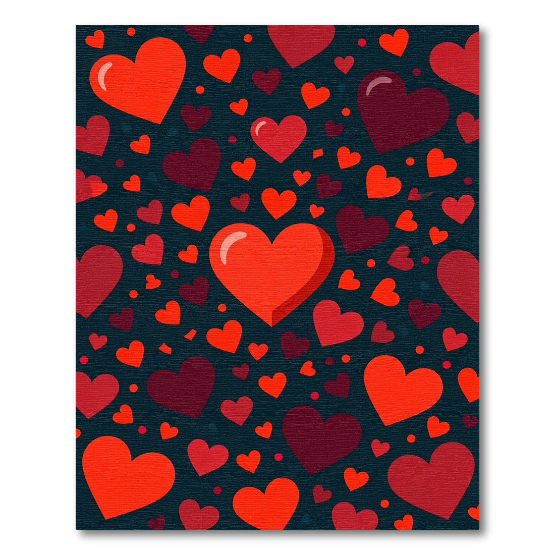 Vibrant Red Heart Scattered Dark Backdrop Rug