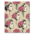 Vintage Pink Carnation Woman Portrait Rug