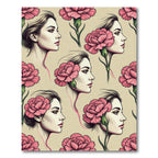 Vintage Pink Carnation Woman Portrait Rug