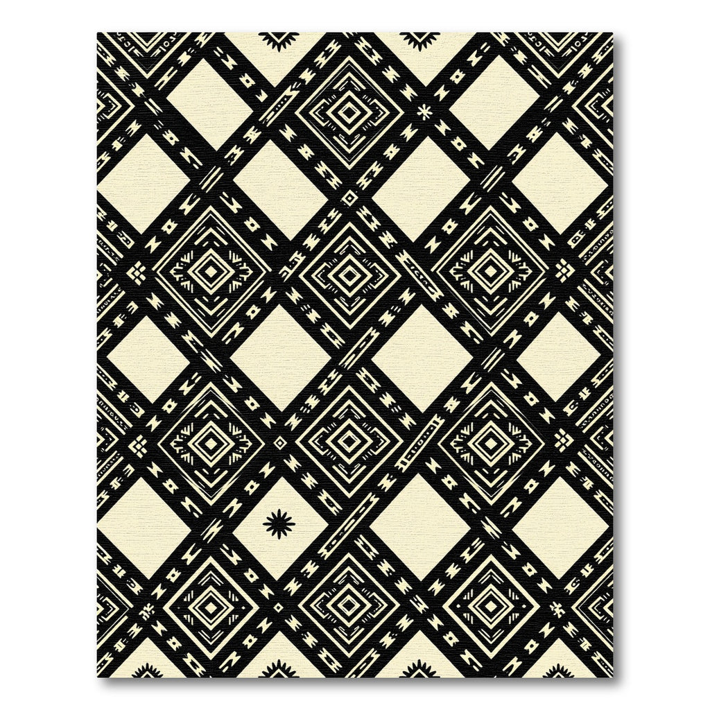 Black Cream Diamond Geometric Collage Rug