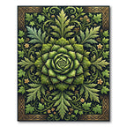 Ornate Verdant Botanical Rose Medallion Rug