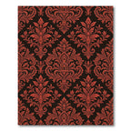 Ornate Red Black Damask Medallion Rug