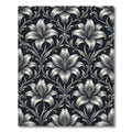 Monochrome Black White Lily Floral Rug