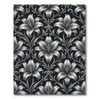 Monochrome Black White Lily Floral Rug
