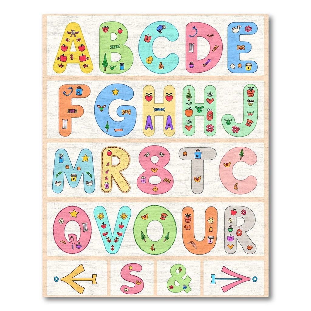 Whimsical Alphabet Garden Patchwork Rug