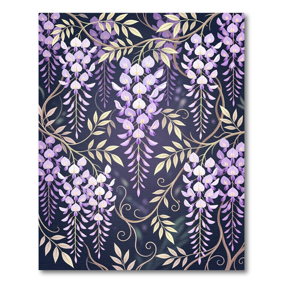 Elegant Purple Wisteria Cascading Floral Rug