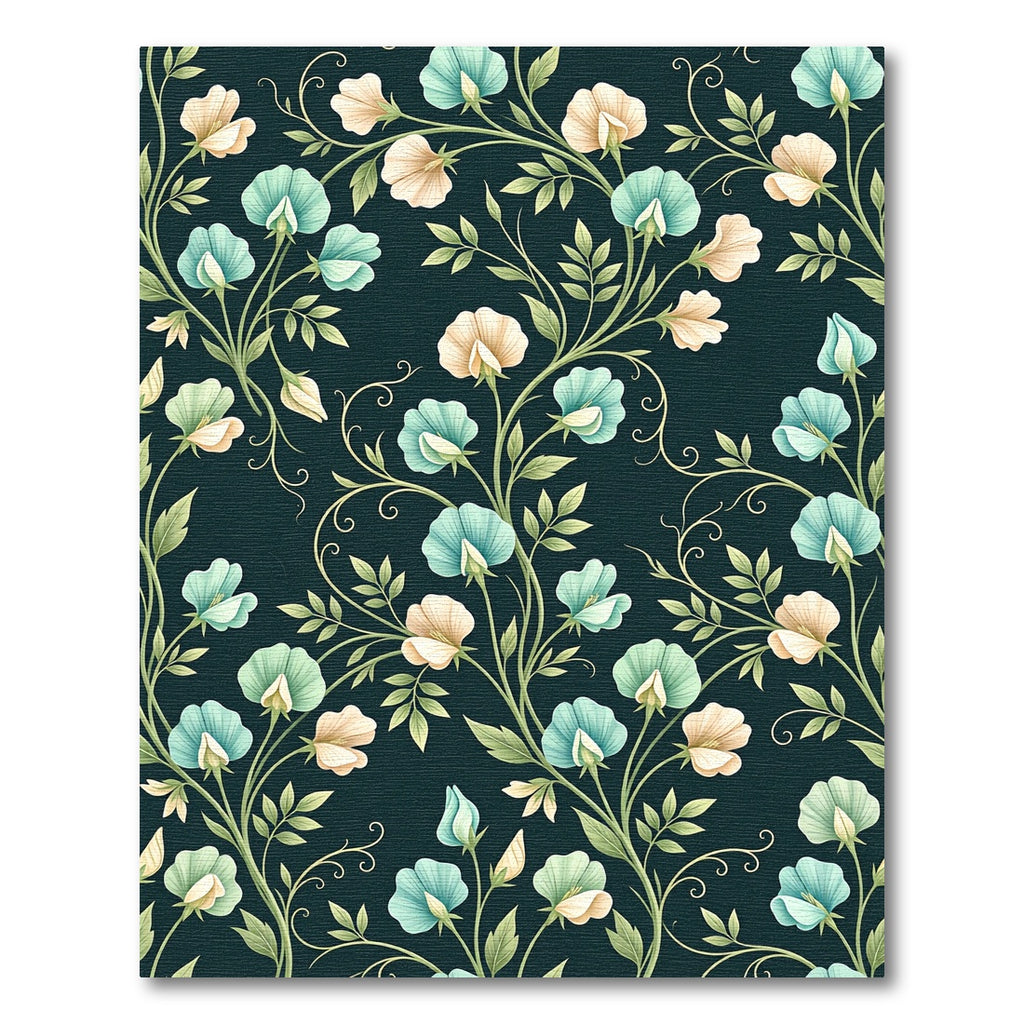 Sage and Cream Floral Botanical Vine Rug