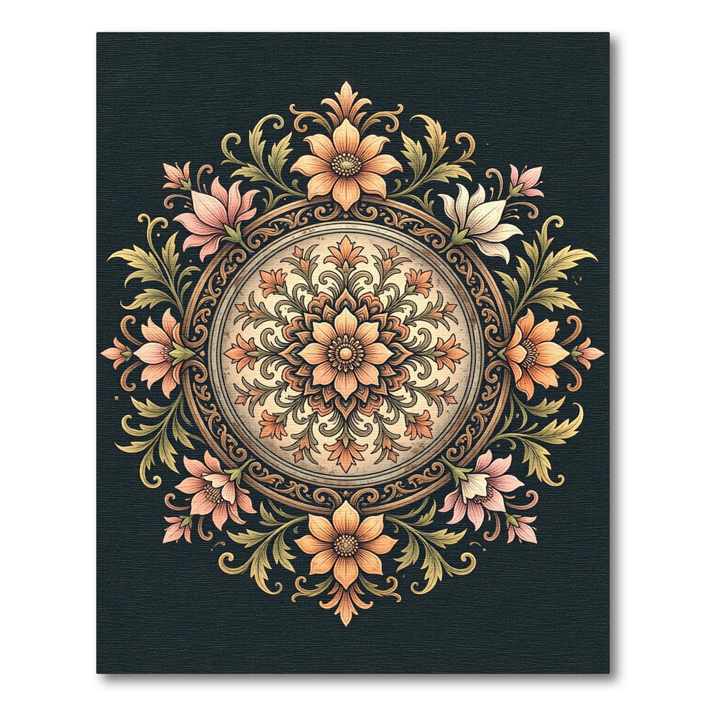 Vintage Floral Medallion Earthy Gold Rug